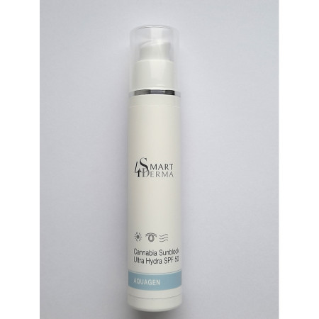 Smart4Derma Aquagen Cannabia Sunblock Ultra Hydra SPF 50 Ультра увлажняющий защитный крем SPF 50 с маслом каннабиса 50 мл